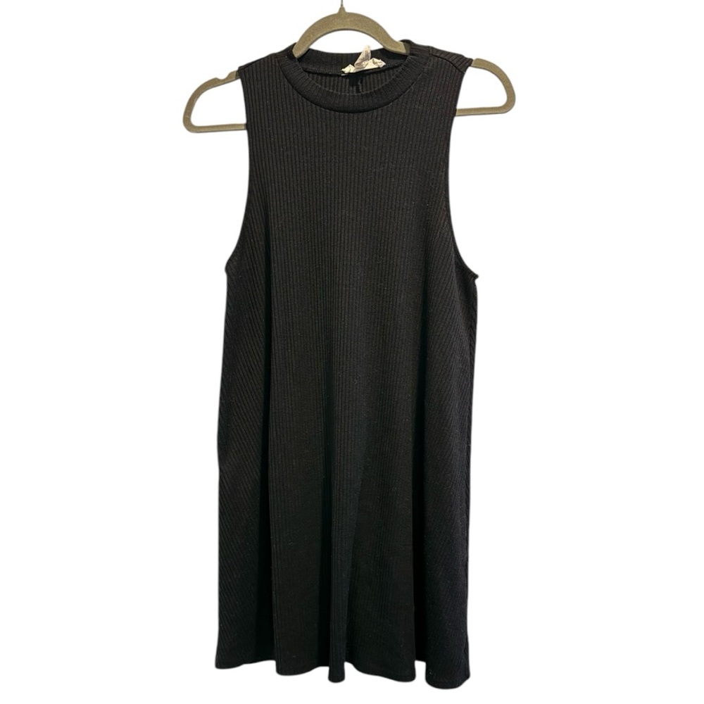 Black High Neck Ribbed Dress - Picture 5 of 6